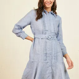 Marie Claire Cuffed Sleeves Cotton Shirt Dress-picture-41