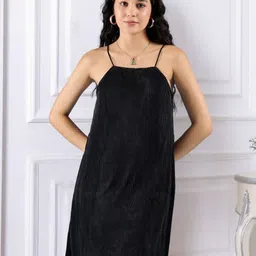 DressBerry Solid Wrinkle Design A-Line Dress image 1