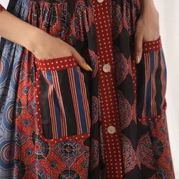 Jaipur Morni Women Floral Printed Fit & Flare Cotton Maxi Dress image 2