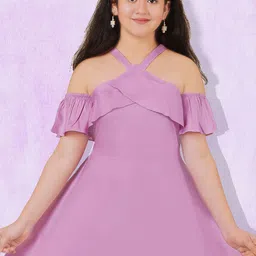 KAARIGARI Cold-Shoulder Fit & Flare Midi Dress image 3