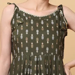 aayusika Ethnic Motifs Printed Gotta Patti Fit & Flare Midi Ethnic Dress image 2