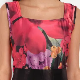 TILISM Floral Printed Sleeveless Satin Fit & Flare Midi Dress image 2