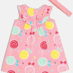 MINI KLUB Girls Printed A-Line Dress With Brief & Headband image 3