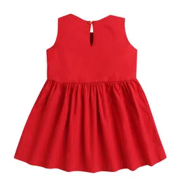 Hopscotch Red Embellished Fit & Flared Dress image 3