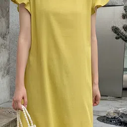 JC Mode Round Neck Opaque A-Line Midi Dress image 2