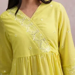 Vishudh Floral Embroidered Gathered  A Line Midi Dress image 3