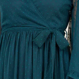 Styli Self Design Flared Sleeve Wrap Maxi Dress image 4