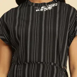 W Striped Cotton A-Line Midi Dress image 2