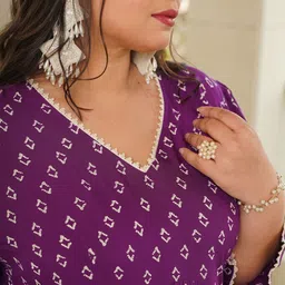 NANGALIA RUCHIRA Plus Size Purple A-Line Midi Cotton Dress image 2