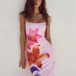 StyleCast x Revolte Floral Printed Shoulder Straps Bodycon Maxi Dress image 2