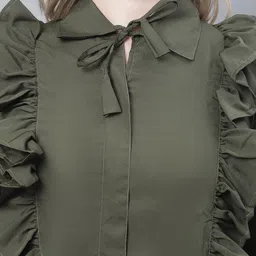 Enchanted Drapes Tie Up Neck Crepe A-Line Midi Dress image 3