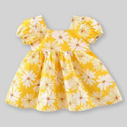 INCLUD Girls Floral Print Puff Sleeve Fit & Flare Dress With Bow image 2