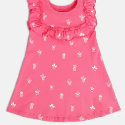 MINI KLUB Girls Conversational Printed Ruffles Pure Cotton A-Line Dress-picture-36