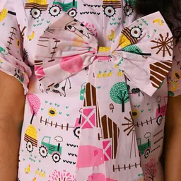 LIL PITAARA Girls flutter Sleeve Conversational Printed Pure Cotton A-Line Dress image 5