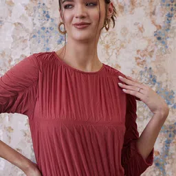 Athena Coral Boat Neck Sheath Dress image 2