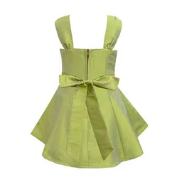 a.t.u.n. A T U N Girls Lime Green Solid Fit & Flare Dress image 2