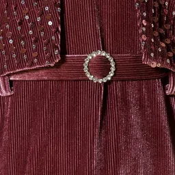 Peppermint Girls Flared Sleeve Velvet A-Line Dress image 2