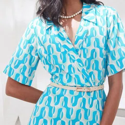 SALT ATTIRE Women Abstract Printed A-Line Dress image 4