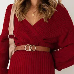 LULU & SKY Self Design V-Neck Sweater Mini Dress image 2