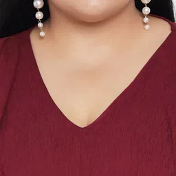 wild U Plus Size Maroon Satin Midi Dress image 5