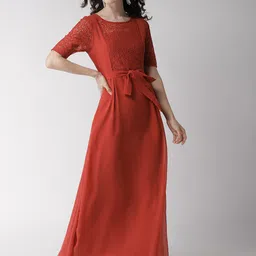 La Zoire Rust Georgette Maxi Dress image 3
