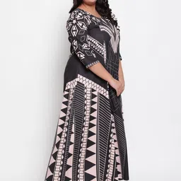 Amydus Women Plus Size Black & Off-White Maxi Dress image 3