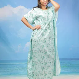 9shines label 9shines Floral Print Flared Sleeve Tie-Up Kaftan image 5