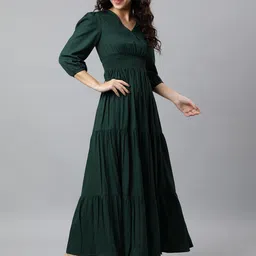 vibes by deebaco DEEBACO Puff Sleeves Smocked Tiered Fit & Flare Maxi Dress image 3