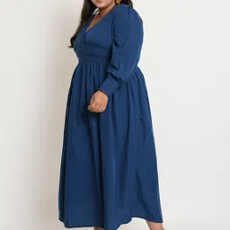 U&F Women Plus Size Navy Blue Crepe Empire Maxi Dress image 5