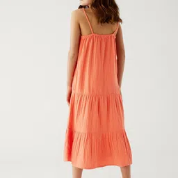 Marks & Spencer Girls Tiered Gathered Pure Cotton A-Line Midi Dress image 4