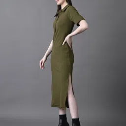 Myshka Puff Sleeve A-Line Midi Dress image 3