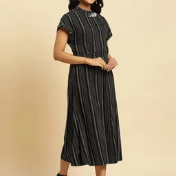 W Striped Cotton A-Line Midi Dress image 3