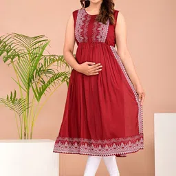 BAESD Ethnic Motifs Printed Maternity Empire Kurta image 3