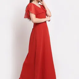 La Zoire Women Red Georgette Maxi Dress image 3