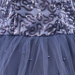 Wish Karo Girls Grey Embellished Net Fit & Flare Dress image 2
