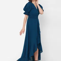 Curves by MISH Puff Sleeve Ruffled Tulip Hem Maxi Dress image 3