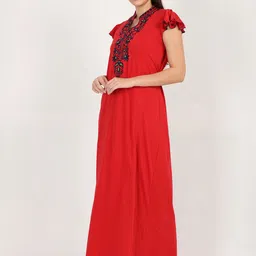 9shines Label Red Embroidered Maxi Nightdress image 3