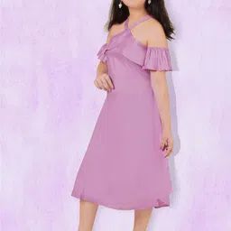 KAARIGARI Cold-Shoulder Fit & Flare Midi Dress image 5
