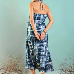 RARE Tie and Dye Print Halter Neck Fit & Flare Midi Dress image 4