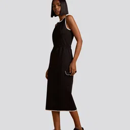 Muvazo Round Neck Sleeveless Straight Bodycon Midi Dress image 4