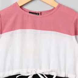 MUSHKIYA Girls Colourblocked Tie-Ups Detail A-Line Dress image 2