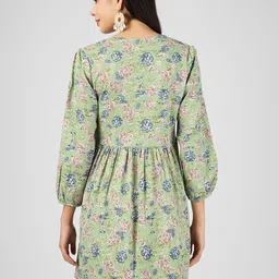 CELEBRAVO Floral Printed Puff Sleeves Empire Dress image 4