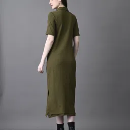 Myshka Puff Sleeve A-Line Midi Dress image 4