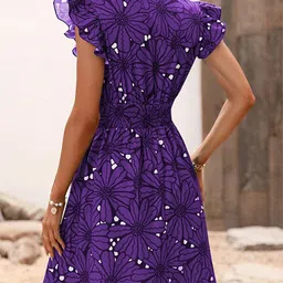 StyleCast x Revolte Floral Print Flutter Sleeve Fit & Flare Mini Dress image 3