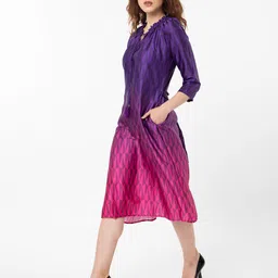 RAREISM Abstract Printed Tie -Up Belted Neck A-line Dress image 5