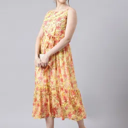 Souchii Floral Printed Flared Midi Fit & Flare Dress image 4
