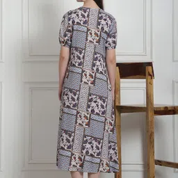 Secret Wish Print Puff Sleeve Maternity Midi Wrap Dress image 4