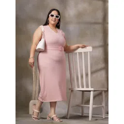 CURVE BY KASSUALLY Women Cotton Sheath Mini Dress image 3