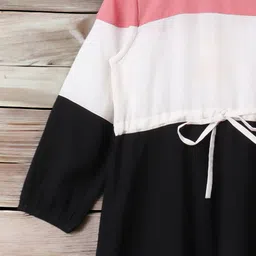 MUSHKIYA Girls Colourblocked Tie-Ups Detail A-Line Dress image 5