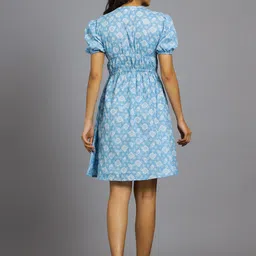 HANDICRAFT PALACE Abstract Printed Pure Cotton A-Line Dress image 2